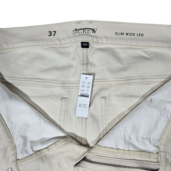 J CREW Slim Wide Leg Cream Cotton Blend Pants Size 37 NWT‎ - Picture 5 of 13